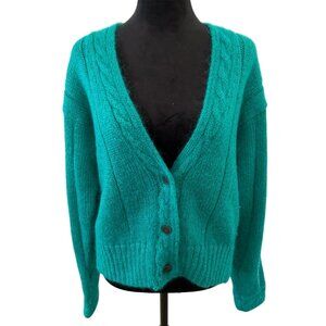 Vintage Gallagher Cardigan Sweater Knit Women's M Teal Green Button Front Cozy